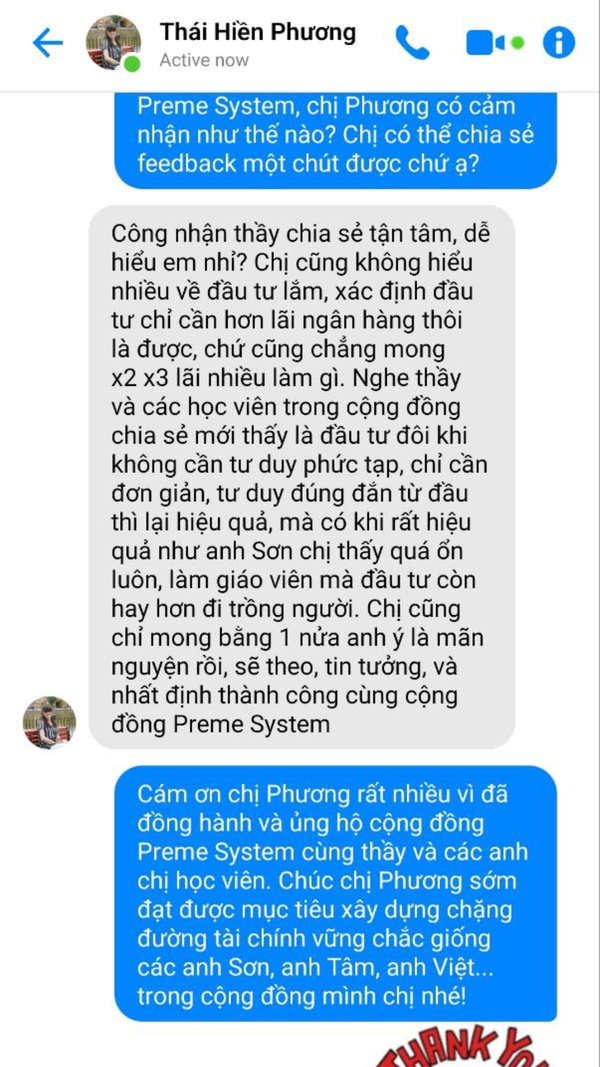 Phản hồi của Chị Hiền Phượng